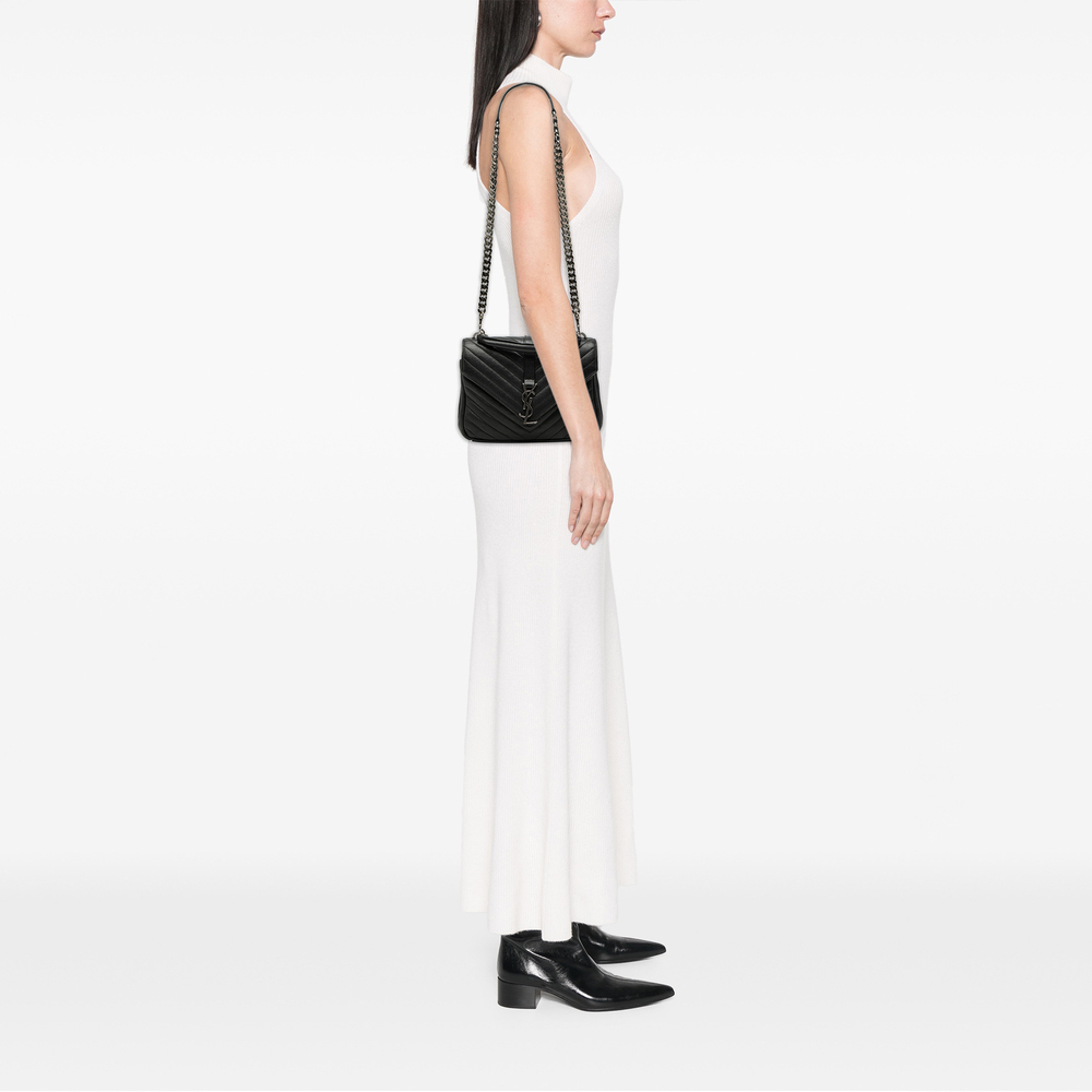 Pre-Loved Saint Laurent Medium Chevron Sheepskin Monogram College Satchel - Picture 8 of 8